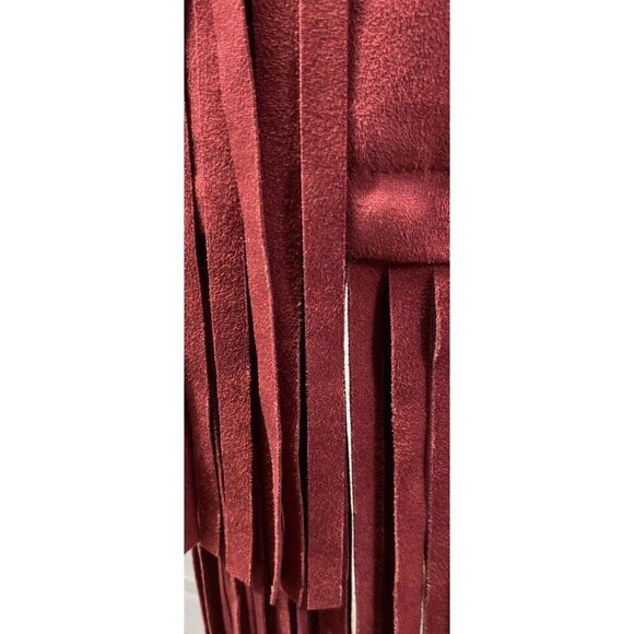 Vakko INC Women Red‎ Fringe Faux Suede Boho Jacket, Size Medium, NWT - Picture 3 of 6